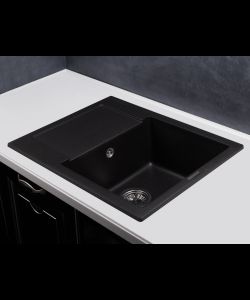 Кухонная мойка MODENA 1B1D BLACK METALLIC- фото 2