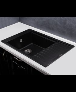 Кухонная мойка MILA 1B1D BLACK METALLIC- фото 2