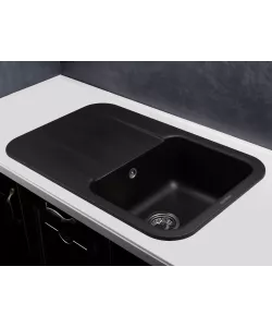 Кухонная мойка LIRA 1B1D BLACK - минифото 2