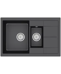 Кухонная мойка MODENA 60 NL 1,5B1D  DEEP BLACK - минифото 1