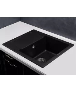Кухонная мойка MODENA 1B1D BLACK METALLIC - минифото 2