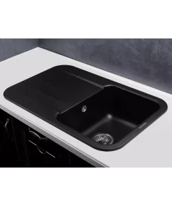 Кухонная мойка LIRA 1B1D BLACK METALLIC - минифото 2
