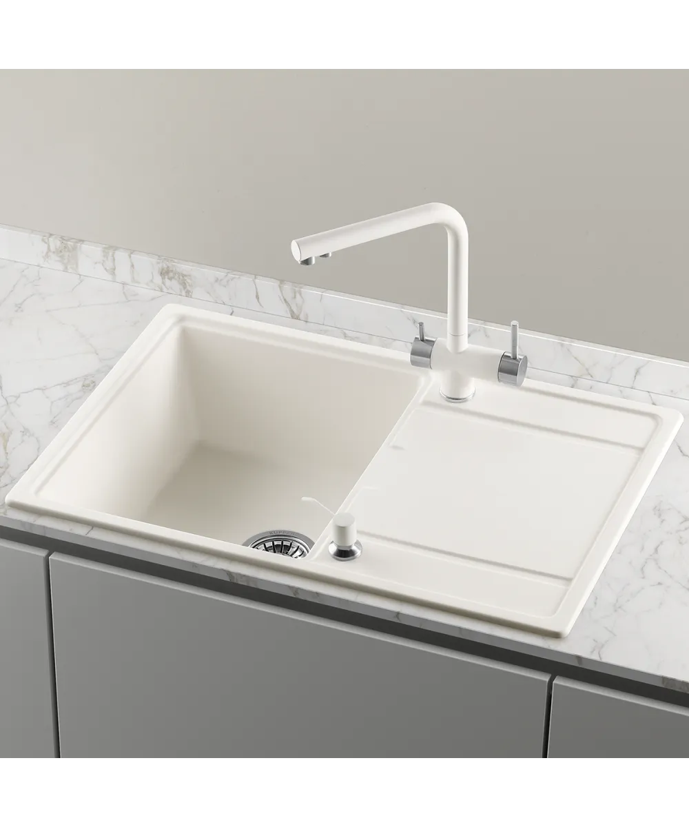 Кухонная мойка Kuppersberg MEGALO 50 1B1D WHITE - фото 2