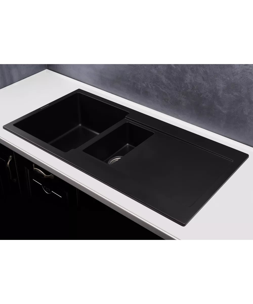 Кухонная мойка MODENA 1,5B2D BLACK METALLIC - фото 2