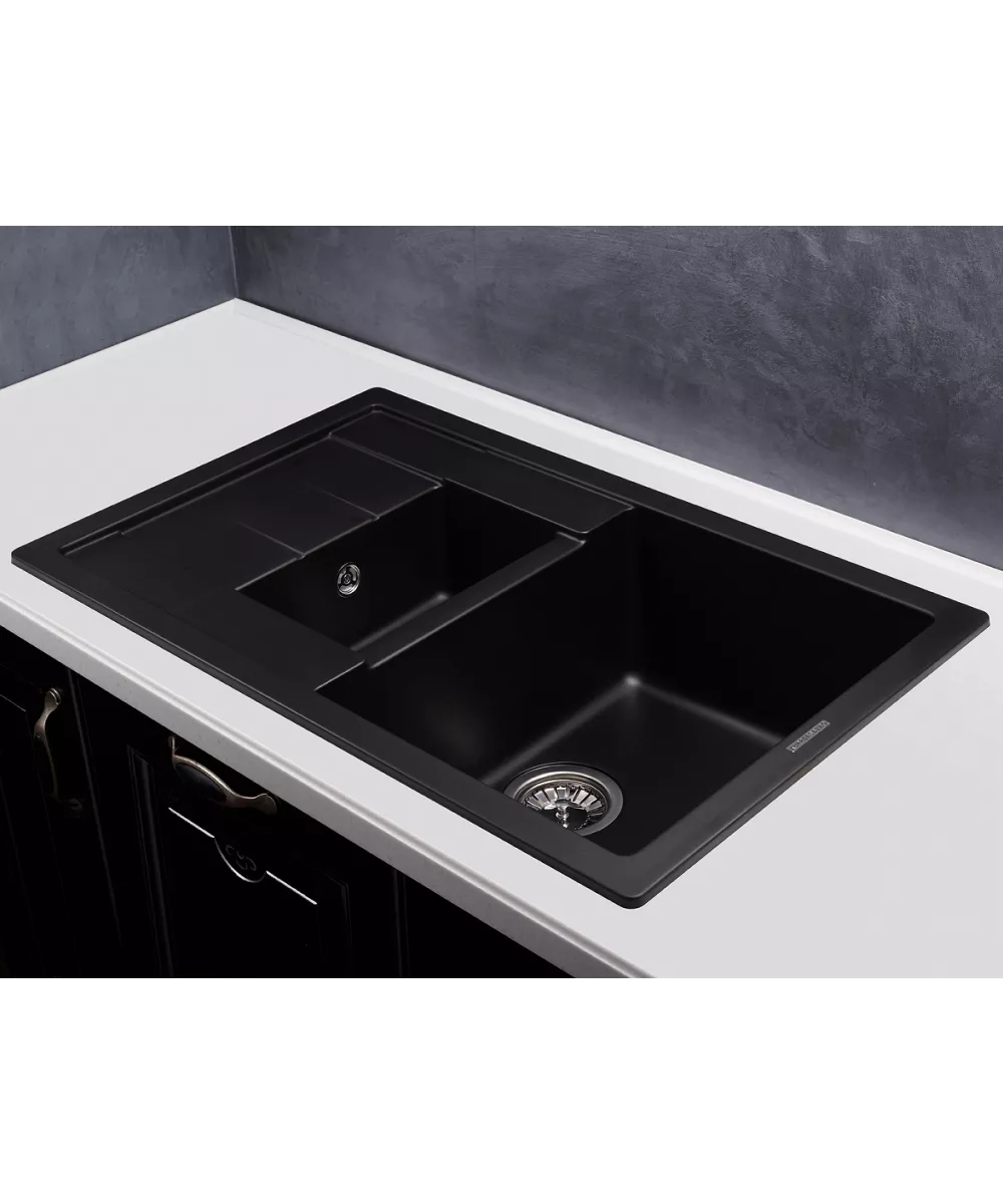 Кухонная мойка MODENA 1,5B1D BLACK METALLIC - фото 2