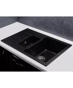 Кухонная мойка MODENA 1,5B1D BLACK METALLIC - минифото 2