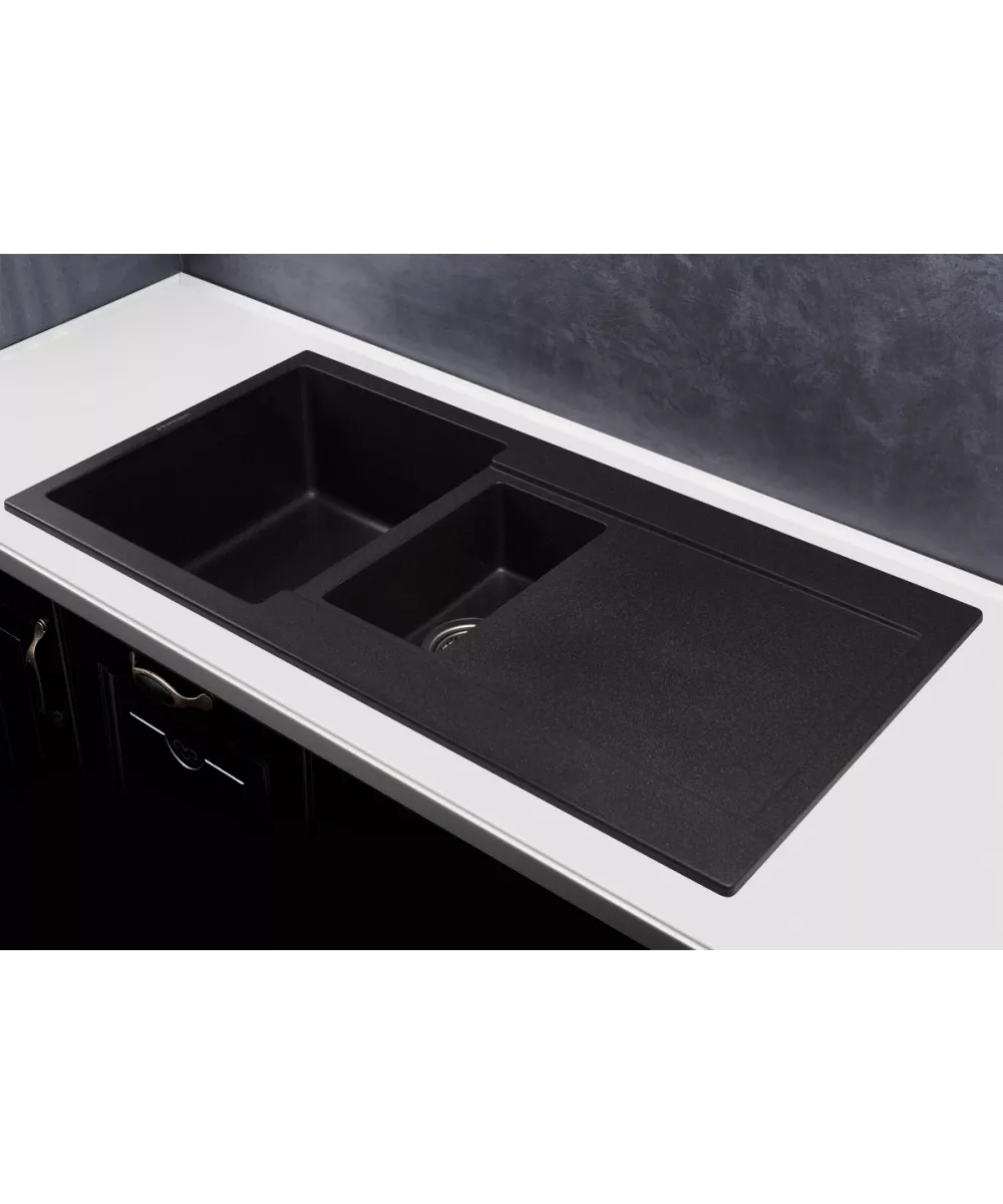 Кухонная мойка MODENA 1,5B2D BLACK - фото 2