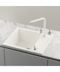 Кухонная мойка Kuppersberg SYMPAGI 50 1B1D WHITE - минифото 2