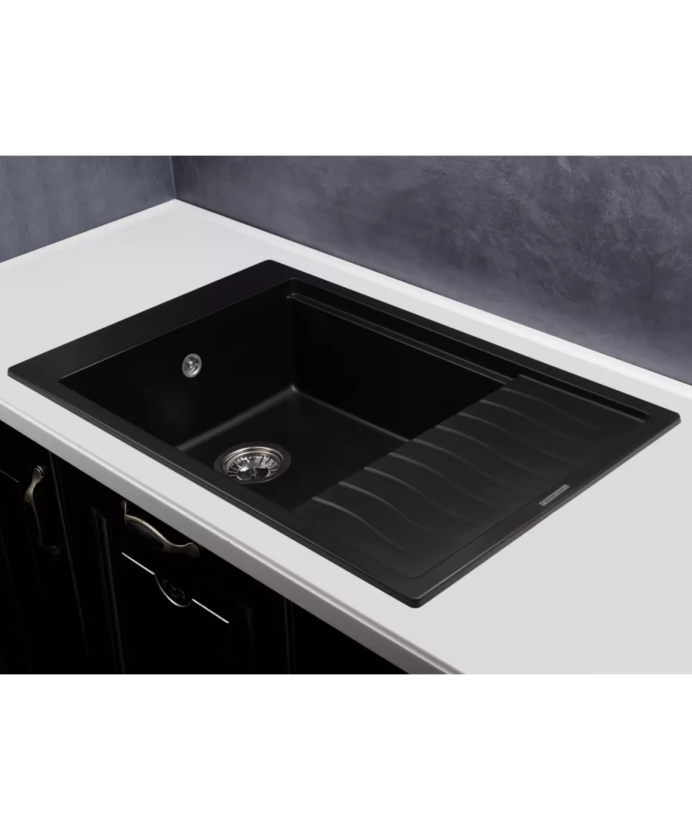 Кухонная мойка MILA 1B1D BLACK METALLIC - фото 2