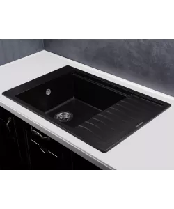 Кухонная мойка MILA 1B1D BLACK METALLIC - минифото 2