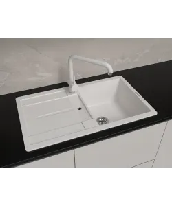 Кухонная мойка PRATA 1B1D WHITE - минифото 2