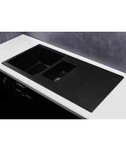 Кухонная мойка MODENA 1,5B2D BLACK METALLIC - минифото 2